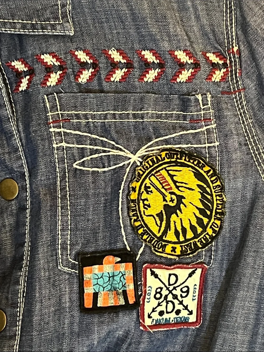 Double D Ranch Embroidered Denim Jacket - Blue Size Medium. - Picture 12 of 12